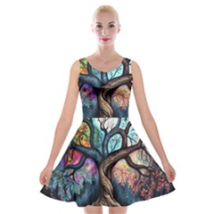 Tree Colourful Velvet Skater Dress