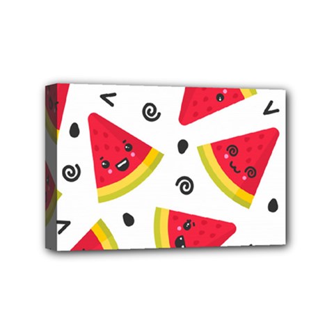 Cute Smiling Watermelon Seamless Pattern White Background Mini Canvas 6  X 4  (stretched) by Pakjumat