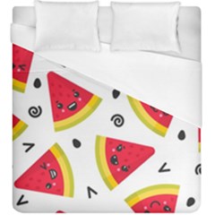 Cute Smiling Watermelon Seamless Pattern White Background Duvet Cover (king Size) by Pakjumat