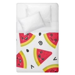 Cute Smiling Watermelon Seamless Pattern White Background Duvet Cover (single Size) by Pakjumat