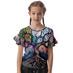 Tree Colourful Kids  Cut Out Flutter Sleeves by Pakjumat