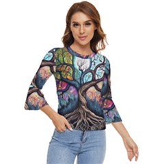 Tree Colourful Bell Sleeve Top