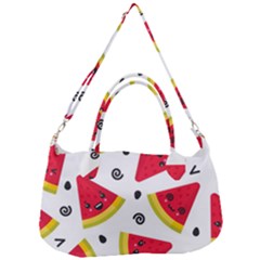 Cute Smiling Watermelon Seamless Pattern White Background Removable Strap Handbag by Pakjumat