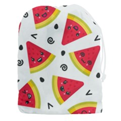 Cute Smiling Watermelon Seamless Pattern White Background Drawstring Pouch (3xl) by Pakjumat