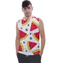 Cute Smiling Watermelon Seamless Pattern White Background Men s Regular Tank Top View1