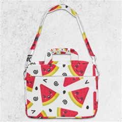 Cute Smiling Watermelon Seamless Pattern White Background Macbook Pro 13  Shoulder Laptop Bag  by Pakjumat