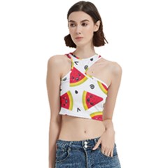 Cute Smiling Watermelon Seamless Pattern White Background Cut Out Top by Pakjumat