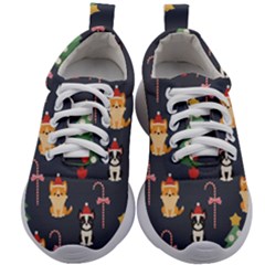 Boston Terrier Welsh Corgi Puppies Seamless Pattern Wallpaper Kids Athletic Shoes by Pakjumat