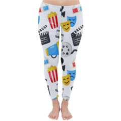 Cinema Icons Pattern Seamless Signs Symbols Collection Icon Classic Winter Leggings