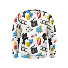 Cinema Icons Pattern Seamless Signs Symbols Collection Icon Kids  Sweatshirt