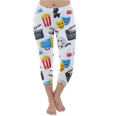 Cinema Icons Pattern Seamless Signs Symbols Collection Icon Capri Winter Leggings 