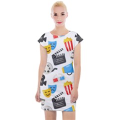 Cinema Icons Pattern Seamless Signs Symbols Collection Icon Cap Sleeve Bodycon Dress by Pakjumat