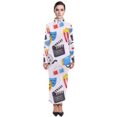 Cinema Icons Pattern Seamless Signs Symbols Collection Icon Turtleneck Maxi Dress by Pakjumat