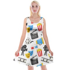 Cinema Icons Pattern Seamless Signs Symbols Collection Icon Reversible Velvet Sleeveless Dress