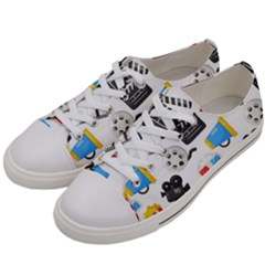 Cinema Icons Pattern Seamless Signs Symbols Collection Icon Men s Low Top Canvas Sneakers by Pakjumat