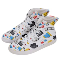 Cinema Icons Pattern Seamless Signs Symbols Collection Icon Women s Hi-top Skate Sneakers by Pakjumat