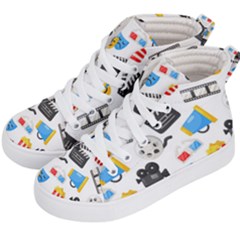 Cinema Icons Pattern Seamless Signs Symbols Collection Icon Kids  Hi-top Skate Sneakers by Pakjumat