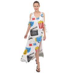 Cinema Icons Pattern Seamless Signs Symbols Collection Icon Maxi Chiffon Cover Up Dress by Pakjumat