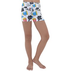 Cinema Icons Pattern Seamless Signs Symbols Collection Icon Kids  Lightweight Velour Yoga Shorts by Pakjumat