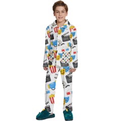 Cinema Icons Pattern Seamless Signs Symbols Collection Icon Kids  Long Sleeve Velvet Pajamas Set by Pakjumat