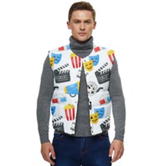 Cinema Icons Pattern Seamless Signs Symbols Collection Icon Men s Button Up Puffer Vest	