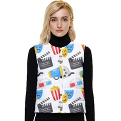 Cinema Icons Pattern Seamless Signs Symbols Collection Icon Women s Button Up Puffer Vest