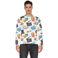 Cinema Icons Pattern Seamless Signs Symbols Collection Icon Men s Fleece Sweatshirt