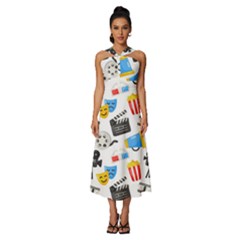 Cinema Icons Pattern Seamless Signs Symbols Collection Icon Sleeveless Cross Front Cocktail Midi Chiffon Dress by Pakjumat