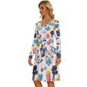 Cinema Icons Pattern Seamless Signs Symbols Collection Icon Long Sleeve Dress With Pocket View2