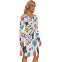 Cinema Icons Pattern Seamless Signs Symbols Collection Icon Long Sleeve Dress With Pocket View3