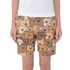 Cute Dog Seamless Pattern Background Women s Basketball Shorts by Pakjumat