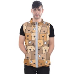 Cute Dog Seamless Pattern Background Men s Puffer Vest