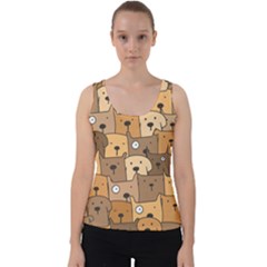 Cute Dog Seamless Pattern Background Velvet Tank Top by Pakjumat