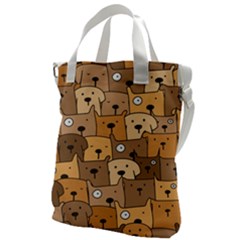 Cute Dog Seamless Pattern Background Canvas Messenger Bag by Pakjumat