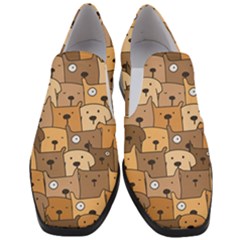 Cute Dog Seamless Pattern Background Women Slip On Heel Loafers by Pakjumat