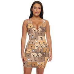 Cute Dog Seamless Pattern Background Draped Bodycon Dress by Pakjumat