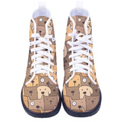 Cute Dog Seamless Pattern Background Kid s High-top Canvas Sneakers by Pakjumat