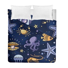 Marine Seamless Pattern Thin Line Memphis Style Duvet Cover Double Side (full/ Double Size) by Pakjumat