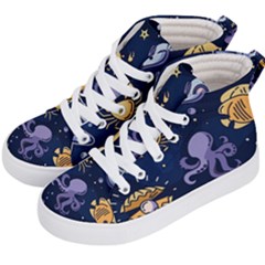 Marine Seamless Pattern Thin Line Memphis Style Kids  Hi-top Skate Sneakers by Pakjumat