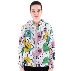 Funny Monster Pattern Women s Zipper Hoodie