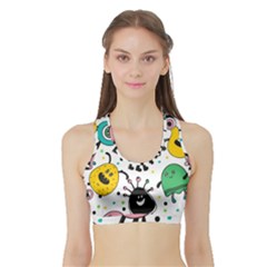 Funny Monster Pattern Sports Bra With Border by Pakjumat