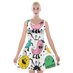 Funny Monster Pattern Velvet Skater Dress