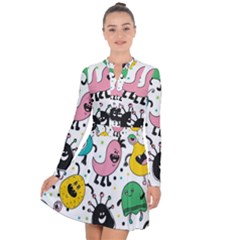 Funny Monster Pattern Long Sleeve Panel Dress by Pakjumat