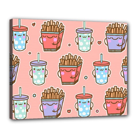 Cute Kawaii Food Seamless Pattern Canvas 20  X 16  (stretched) by Pakjumat