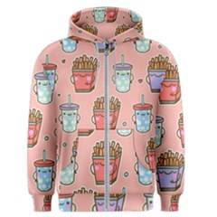 Cute Kawaii Food Seamless Pattern Men s Zipper Hoodie