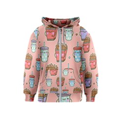 Cute Kawaii Food Seamless Pattern Kids  Zipper Hoodie