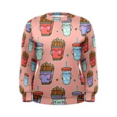 Cute Kawaii Food Seamless Pattern Women s Sweatshirt