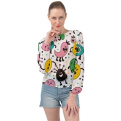 Funny Monster Pattern Banded Bottom Chiffon Top by Pakjumat