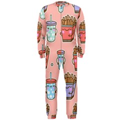 Cute Kawaii Food Seamless Pattern Onepiece Jumpsuit (men)