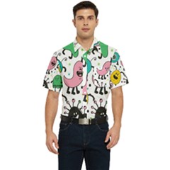 Funny Monster Pattern Men s Short Sleeve Pocket Shirt  by Pakjumat